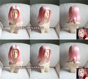 Naruto, Haruno Sakura Ružová Krátke Syntetické Vlasy Anime Cos Parochne Tepelnú Odolnosť Vlákniny Cosplay Parochne + Parochňu Spp