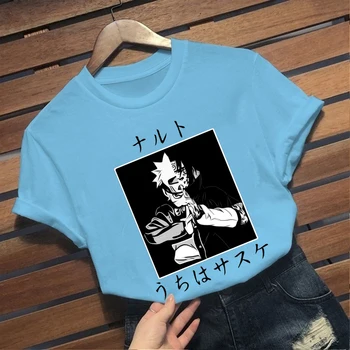 Naruto Módne Japonské Anime T Shirt Mužov Uchiha Sasuke T-shirt Bežné Pohode Streetwear Tričko Pár Hip Hop Top Tee Muž