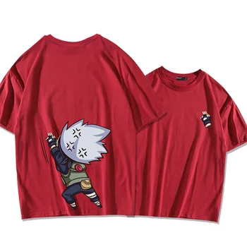 Naruto Zábavné Hatake Kakashi Unisex Tričko Japonské Anime Krátky Rukáv, Čierna Voľné Top Mužov Bavlna T-shirt Harajuku Letné Tričko