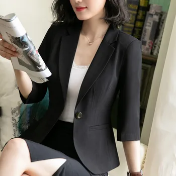 Naviu Nové Módne Čierne Sako Ženy 2019 Letné Oblečenie Polovičný Rukáv Plus Veľkosť Topy Pre Office Dámy Pracovné Oblečenie