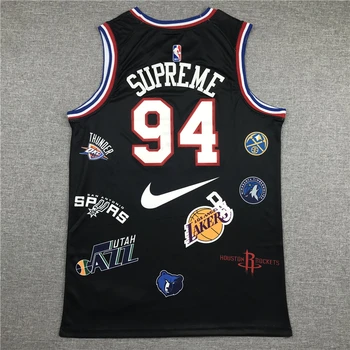 NBA pánske Co-značkové 94 Najvyššieho Basketbalové Dresy výšivky Potlač Dresov Čierna