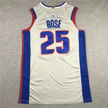 NBA pánske Detroit Piesty #25 Rose Basketbalové Dresy Šedé a Biele Dresy