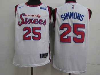 NBA pánske Philadelphia 76ers #25 Ben Simmons Basketbalové Dresy Biely Dres Modrý Dres