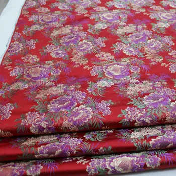 NCF555 Pivónia Kvet Žakárové Brocade Textílie Čínske Svadobné Šaty Čínsky Nový Rok Oblečenie Červená Brocade Textílie Pre Festival Deň