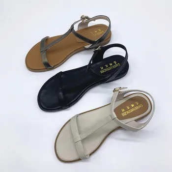 NEMAONE originálne kožené Ženy Sandále Nové Letné členok popruh Sandále, žabky veľkosť 33-43 Topánky Ploché Sandál