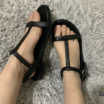 NEMAONE originálne kožené Ženy Sandále Nové Letné členok popruh Sandále, žabky veľkosť 33-43 Topánky Ploché Sandál