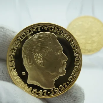 Nemecko Prezident Paul Von Hindenburg 1847-1934 80. Narodeniny Suvenír Mince Zlaté medaille PAUL VON HINDENBURG