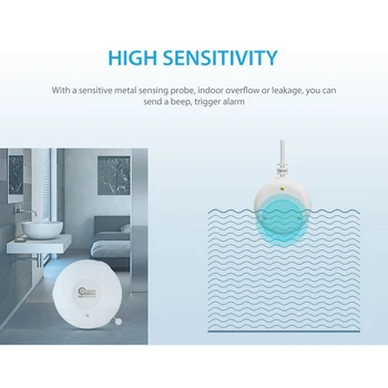 NEO Coolcam Z Vlny Povodní Čidlo Smart Home Automation ZWave Únik Vody Snímač s Diaľkovým Sonda Vode Odolný