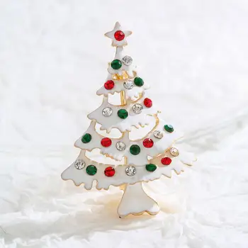 Neoglory Šperky Zelený Vianočný Stromček Brošňa pre Ženy Biely Sneh Farebnými Kamienkami Smalt Kabát Pin Nové Značky VIANOČNÝ Darček