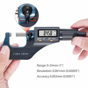 Neoteck 0-25 mm Digitálnych Elektronických Mikrometer 0.002 mm 0.0001