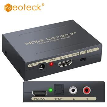 Neoteck 4K HDMI Audio Extractor HDMI / HDMI, Optický Spdif Toslink Converter Adaptér Splitter Digitálneho na Analógový Stereo R/L Audio