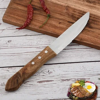 Nerezový Nôž na Steak s Agátu Drevená Rukoväť Sawtooth Nôž Domácnosť, Kuchynský Nôž, Nôž na Steak Nastaviť Nôž na Steak