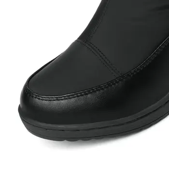 NESIMOO 2021 Nad Kolená Ženy Topánky PU Kožené Dole Zips dámske Topánky Kolo Prst Plyšové Klinu Náklonu Zimné Čižmy Size35-43