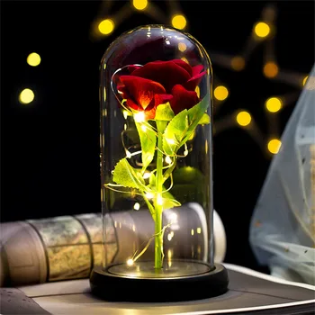Nesmrteľný Kvet Sklenený Kryt Simulácia Rose Led Svetlo Valentína Darček Móda Voľný čas Osobnosti Jemné, Pohodlné, Príjemné