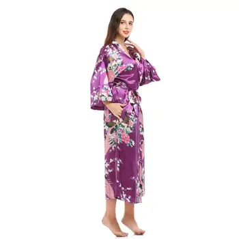 Nevesta Svadobné Svadobné Predĺžiť Šaty Šaty Šaty Žien Tlač Kvet Kimono Geisha Nightgown Sexy Odev Župan Sleepwear