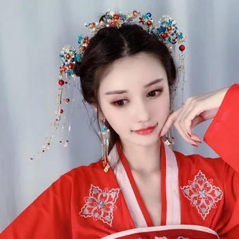 Nevesty Vlasy Príslušenstvo Ručné Dlhý Strapec Vintage Čínskej Klasickej Svadobné Šperky, Vlasy, Hrebene Hairwear Hanfu Headdress