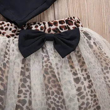 New Horúce Deti Baby Girl šaty bez Rukávov Kolo Golier Top Leopard Tlač Oka Šaty 2ks Vyhovovali Oblečenie Šaty