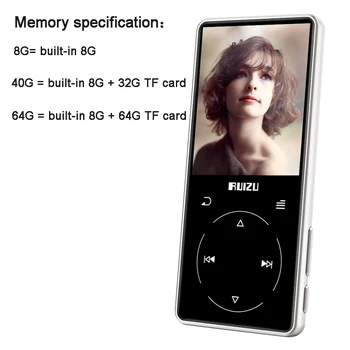 New Metal Bluetooth, MP3 prehrávač Bulit-v Reproduktor s FM rádio, hlasový záznamník e-book Prenosné Bezstratové Zvukové, Video prehrávač walkman