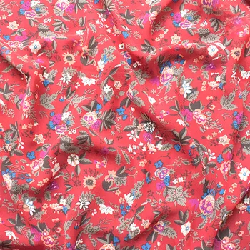 New vysoká viskozita šifón textílie na jar a v lete calico textílie s červeným dno a malé kvetinové mäkké