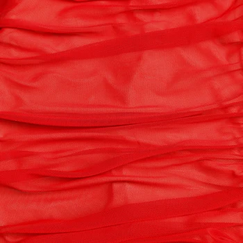 NewAsia Ruched Letné Šaty Žien Nový Sexy Jedného Pleca Dlhý Rukáv Klub Party Šaty Červené Bočné Split Bodycon Dlhé Šaty
