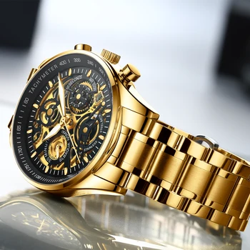 NIBOSI Zlaté hodinky mužov 2020 Nové Módne Duté sa náramkové hodinky muž Vojenské Športové náramkové hodinky vodotesné hodiny Relogio Masculino
