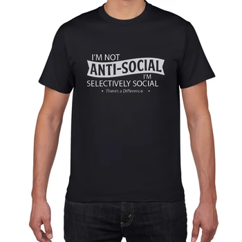 Nie som anti-sociálne letné Tričká Mužov bavlna Hip Hop Muž Topy Tees vysokej kvality street nosiť tričko mužov Bežné T-shirt