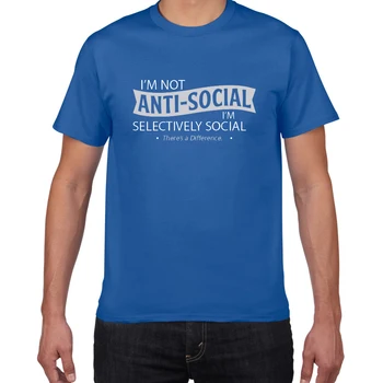 Nie som anti-sociálne letné Tričká Mužov bavlna Hip Hop Muž Topy Tees vysokej kvality street nosiť tričko mužov Bežné T-shirt