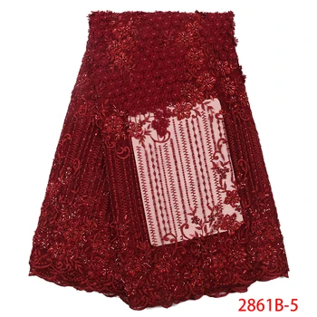 Nigérijský Afriky Čipky Textílie s korálkami 2020 Luxusné, Ručne vyrábané Korálkové Čipky Kvalitné francúzske Tylu Oka Čipky pre Ženy APW2861B