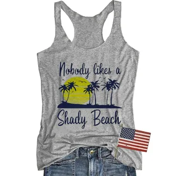Nikto nemá Rád Temný Pláži List Vytlačený Tank Top Ženy Havaj Grafické Tees Bežné Racerback bez Rukávov Letné T-shirts