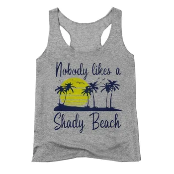 Nikto nemá Rád Temný Pláži List Vytlačený Tank Top Ženy Havaj Grafické Tees Bežné Racerback bez Rukávov Letné T-shirts