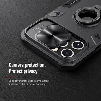 NILLKIN Brnenie puzdro pre iPhone 12 11 Pro Max 12 Mini Zadný kryt Prípade Fotoaparátu na Ochranu Prst Prsteň Držiteľ Kryt pre iPhone 12 Pro
