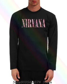 Nirvana Kvetinový Logo pánske Krk Dlhý Rukáv T-Shirt Nové Úradný Live Nation Tovaru