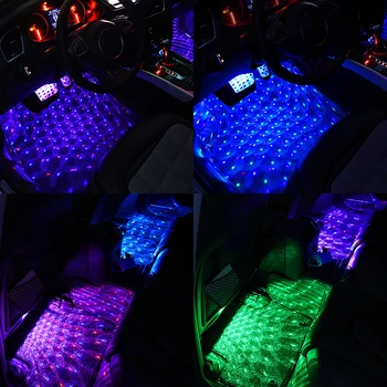 Niscarda Auto USB Dekoratívne Okolitého Svetla Univerzálny Auto LED Atmosféru Farebné RGB Podlaha Interiéru Noha Lampy