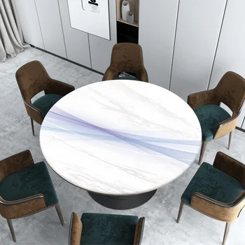Nordic bieleho mramoru Okrúhly obrus pvc mäkké sklo nepremokavé olej-dôkaz tabuľka mat strany svadobné dekorácie prispôsobiť obrus