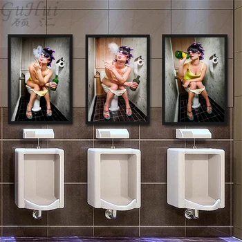 Nordic Moderné Toalety Sexy Ženy Commode Bar Kúpeľňa Domáce Dekorácie Plátno Na Maľovanie Na Stenu, Obraz Krásy Visí Obrázok Plagátu