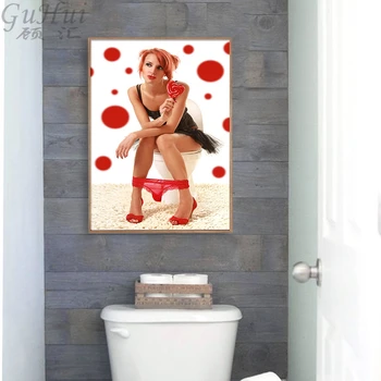 Nordic Moderné Toalety Sexy Ženy Commode Bar Kúpeľňa Domáce Dekorácie Plátno Na Maľovanie Na Stenu, Obraz Krásy Visí Obrázok Plagátu