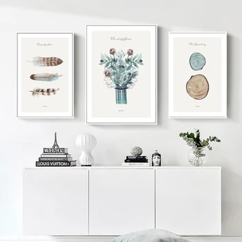 Nordic Perie Vázy, Drevené letokruhoch Plagát a Vytlačí Plátno Umenie, Maľovanie obrazov na Stenu pre Obývacia Izba Domova