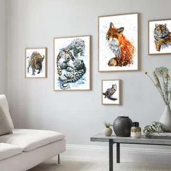 Nordic Plagáty Tiger, Vlk Fox Leopard Zvierat Art Print Wall Art Plátno, Maľovanie Obrazov Na Stenu Pre Obývacia Izba Dekor