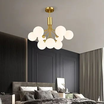 Nordic pobočky sklo bublina tieni luster osvetlenie moderná obývacia izba lampa spálňa romantický zlato závesné svietidlá svietidlá led