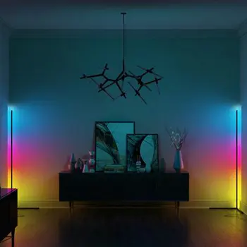 Nordic RGB LED Poschodí Lampa Obývacia Izba Domáce Dekorácie Poschodí Svetlo Spálňa Posteli Rohu Farba Stojana svetlá Vnútorné Nočné Lampy