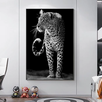Nordic Wildlife Zviera Black White Lion Plátno Maľovaní Plagátov a vzorom Zebra Wall Art Obrázky pre Obývacia Izba Domova