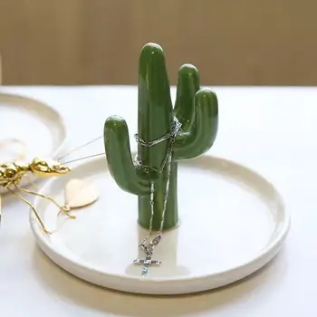 Nordic Štýl Golden Cactus Keramické Šperky Štítok Krúžok Náhrdelník Zásobník Skladovanie Organizátor Stolové Dekorácie, Ozdoby Procesu