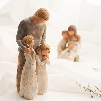 Nordic Štýl, Láska, Rodina Figúrky Živice Miniacture Mama Otec a Deti, Domáce Dekorácie Príslušenstvo Šťastný Čas, Vianočné Darčeky