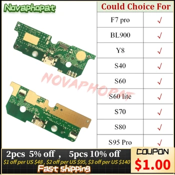 Novaphopat Pre Doogee F7 BL9000 Y8 S40, S60, S70 S80 S95 Pro Lite USB Dock Nabíjací Port Konektor Nabíjačky Flex Kábel Pripojenie Rada