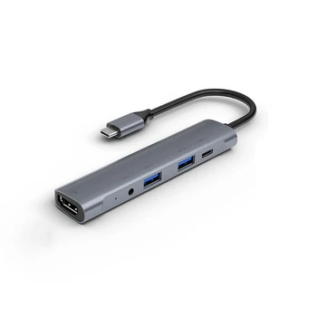 Novo Typ-C-HDMI Rozbočovač 60W PD 5 v 1, USB 2.0 3.0 USB Audio-C Prenosný pre Domáce Kancelárie CLA88