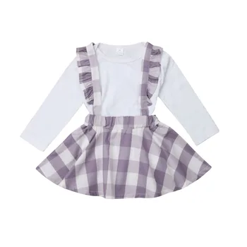 Novonarodené Dievčatká Oblečenie Sady Romper Plaids Celkovo Sukne Podväzkové Bežné Bavlnené Oblečenie Set Baby Girl 0-24M