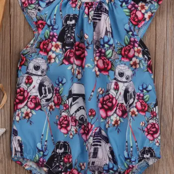 Novonarodené Dievčatká Star Wars Kvet Romper Kombinézu Jumpsuit Oblečenie Oblečenie