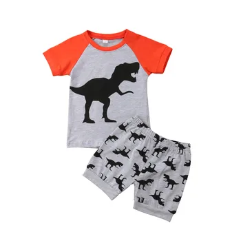 Novonarodené Dieťa Boys Dinosaura Tlač Topy Bavlnené tričko+Nohavice Oblečenie Oblečenie 2 ks Súpravy