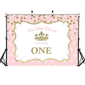 Novonarodené dieťa sprcha kráľovskej koruny ružové dievča kulisu pre fotografovanie prvé narodeniny party dekorácie pozadie pre photo studio s