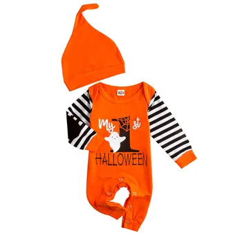 Novorodenca, Baby, Dievčatá, Chlapcov Halloween Prúžok List Tlač Jumpsuit Oblečenie